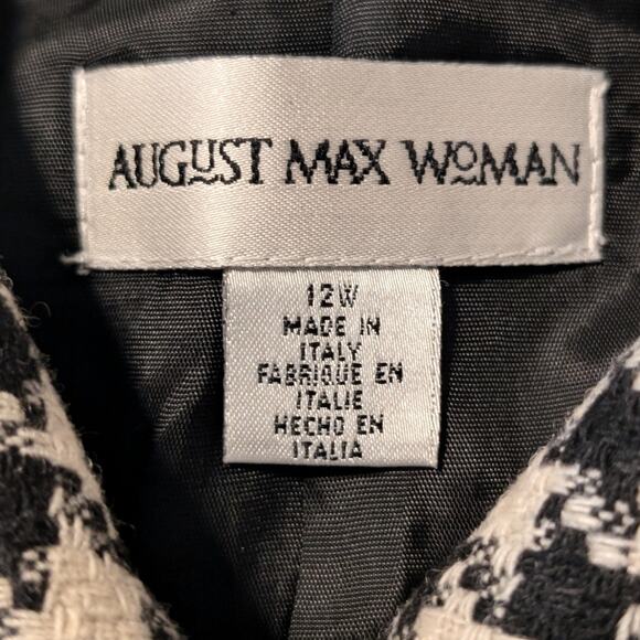 VTG August Max Woman Black/White Houndstooth Button Front Lined Jacket Sz 12W - Picture 5 of 11